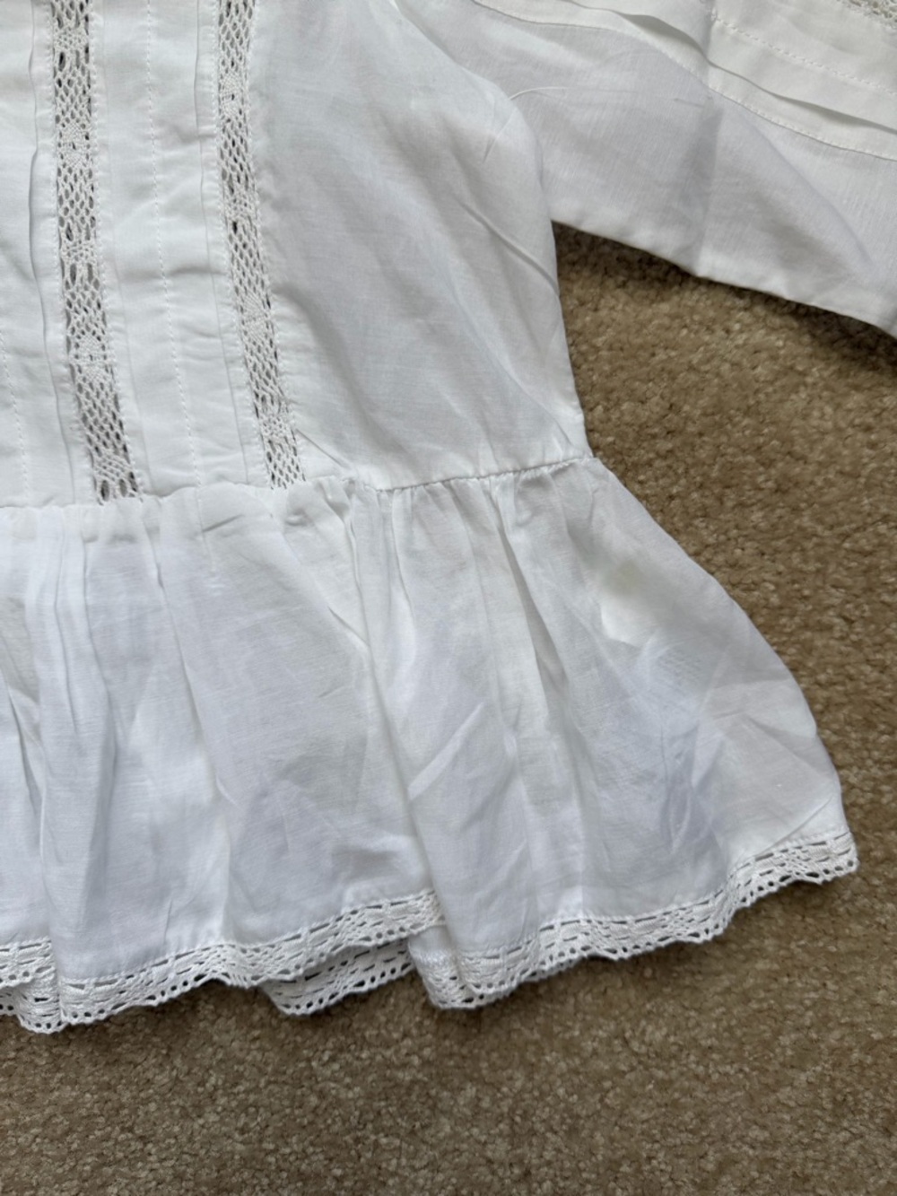Madewell Bobbi Lace Trim Peplum Top Size L - Picture 7 of 11